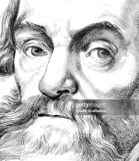 detail of human face man with beard illustration - 40 44 years stock illustrations