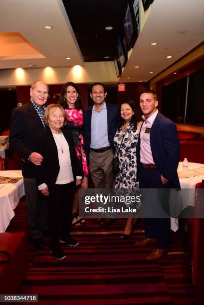 Jerry Landsky, Naomi Barton, Anna Seitz, Adam Shapiro, Naomi Shapiro and Sam Grant attend the Cotillion PA Derby at Parx Raceway on September 22,...