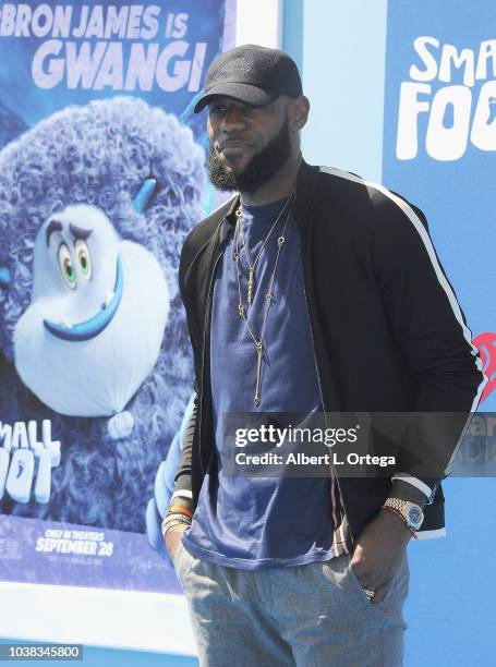 Player LeBron James arrives for the Premiere Of Warner Bros. Pictures' "Smallfoot" held at Regency Village Theatre on September 22, 2018 in Westwood,...