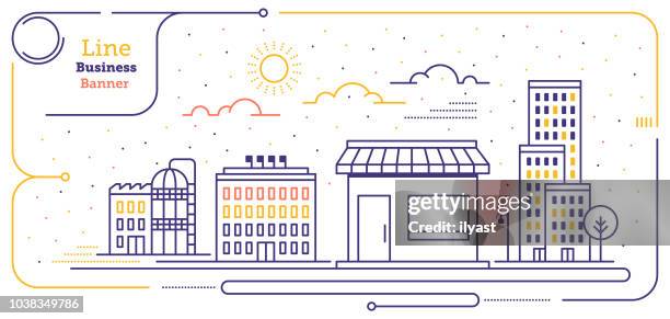 new business line web banner - city buildings stock illustrations