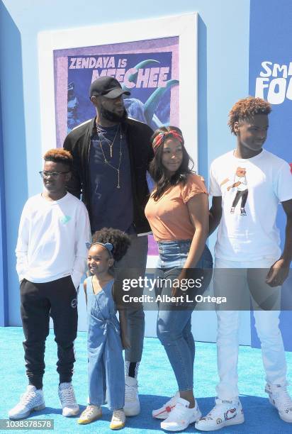 Player LeBron James and family arrive for the Premiere Of Warner Bros. Pictures' "Smallfoot" held at Regency Village Theatre on September 22, 2018 in...