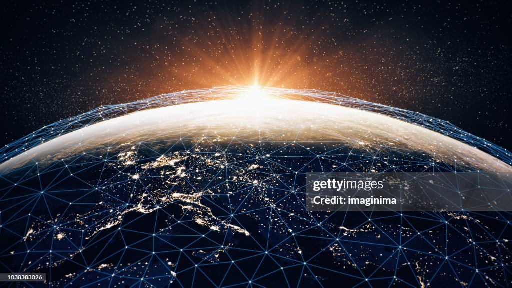 Global Communication Network (World Map Credits To NASA)