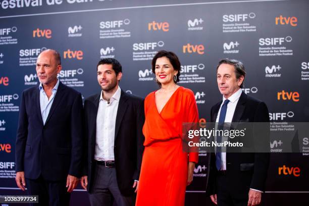 Dario Grandinetti, Benjamin Naishtat, Andrea Frigerio, Alfredo Castro during the 'Rojo' Red Carpet at the 66th San Sebastian International Film...