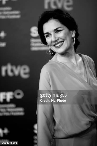 Image was converted to black and white) Andrea Frigerio during the 'Rojo' Red Carpet at the 66th San Sebastian International Film Festival on...