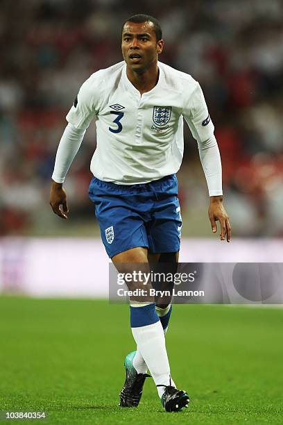 Ashley Cole of England is seen during the UEFA EURO 2012 Group G Qualifying match between England and Bulgaria at Wembley Stadium on September 3,...