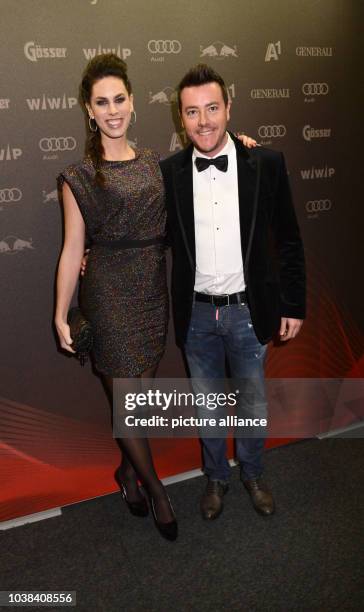 Austrian real-estate entrpreneur Rene Benko and his wife Nathalie pose at the Kitz Race Party after Hahnenkamm Race in Kitzbuehel, Austria,...