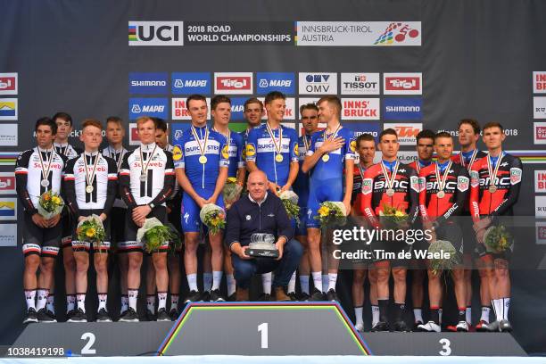 Podium / Tom Dumoulin of The Netherlands / Chad Haga of The United States / Wilco Kelderman of The Netherlands / Soren Kragh Andersen of Denmark /...