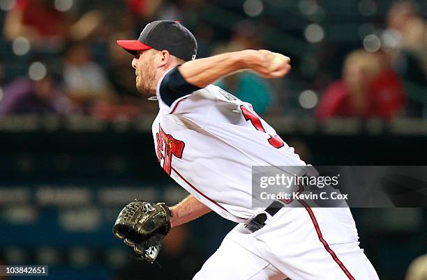 Billy Wagner of the Atlanta Braves against the New York Mets at Turner Field on September 1, 2010 in Atlanta, Georgia.