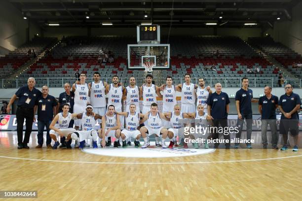 Basketball DBB Supercup 2014 : Russia - Israel at Brose-Arena in Bamberg, Germany, 01 August 2014. The Israeli team Jake Cohen, Alexey Chubrevich,...
