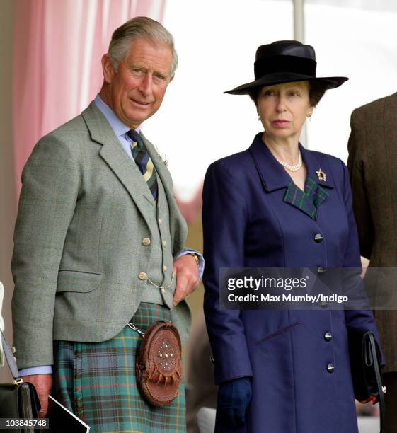 Prince Charles, The Prince of Wales and Princess Anne, The Princess Royal attend the Braemar Highland Games at The Princess Royal and Duke of Fife...