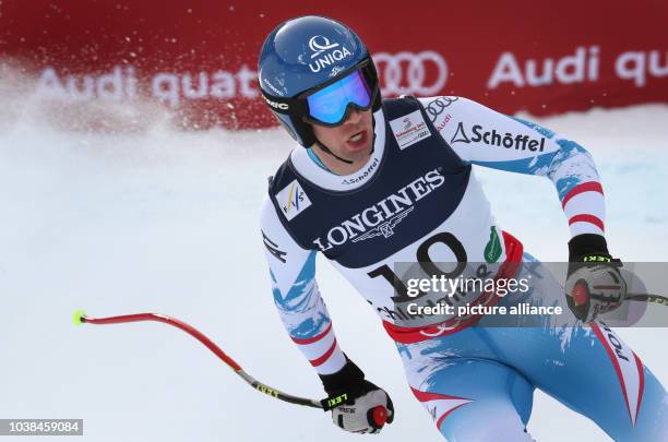 Benjamin Raich of Austria reacts during the men's super combined-downhill at the Alpine Skiing World Championships in Schladming, Austria, 11...