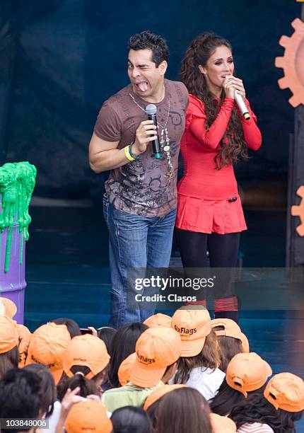 Omar Chaparro and Anahi during the Kids Choice Awards Mexico at Chino de Six Flags Theater on September 4, 2010 in Mexico City, Mexico.
