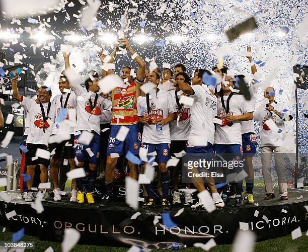 Monarcas Morelia celebrates the win over the New England Revolution to win the SuperLiga 2010 championship game on September 1, 2010 at Gillette...