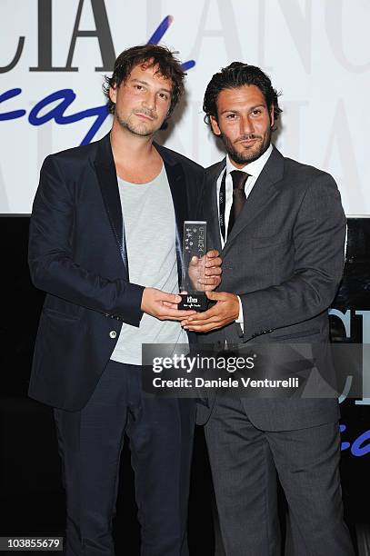 Valerio Mieli receives the award for 'Best Italian Film' during the Kineo Diamanti Al Cinema Award Ceremony at the Lancia Cafe during the 67th Venice...