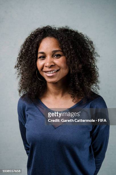 Laura Georges poses for a portrait at London Marriott Hotel County Hall prior to the The Best FIFA Football Awards 2018 on September 23, 2018 in...
