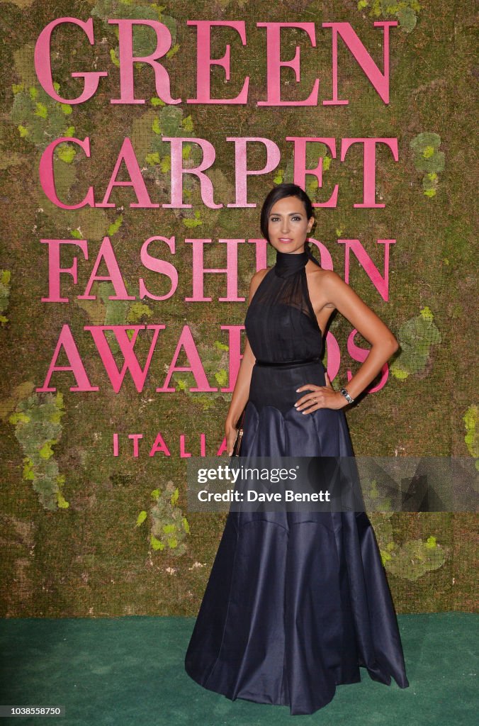 Caterina Balivo, wearing Laura Strambi X Isko, attends The Green