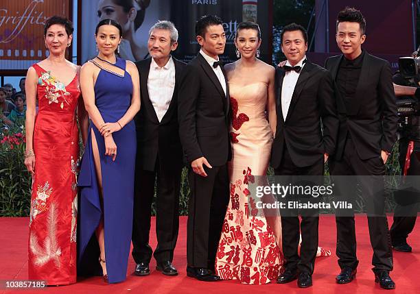 Film producer Nansun Shi, actress Carina Lau, director Tsui Hark, actor Andy Lau, actress Li Bingbing producer Zhonglei Wang and actor Deng Chao...