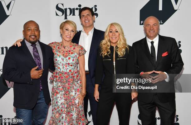 Daymond John, Barbara Corcoran, Mark Cuban, Lori Greiner and Kevin O'Leary attend the Tribeca Talks Panel: 10 Years Of "Shark Tank" during the 2018...