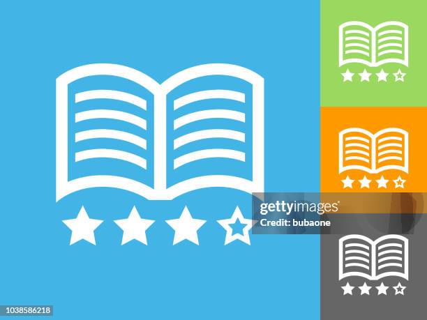 book rating flat icon on blue background - reading reviews stock illustrations