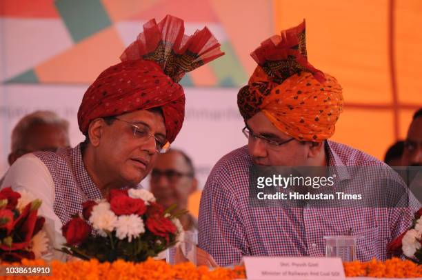 Piyush Goyal , Minister of Railways and Coal in the Government of India and Vinay Partap Singh, Deputy Commissioner of Gurugram during the...
