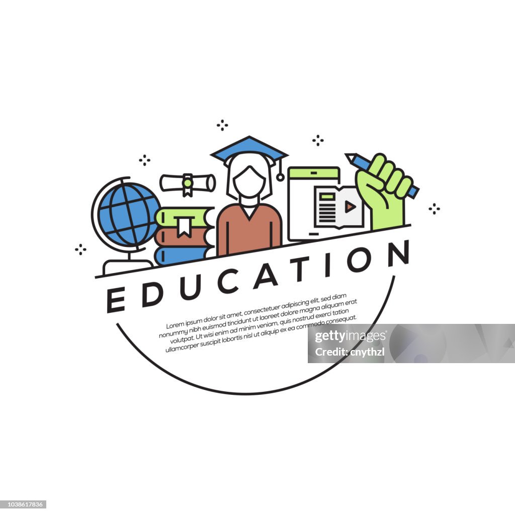 Banner icone linea piatta concetto educativo