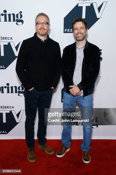 Paul Wernick and Rhett Reese attend the "Wayne" World Premiere during the 2018 Tribeca TV Festival at Spring Studios on September 23, 2018 in New...
