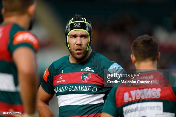 Graham Kitchener Graham Kitchener of Leicester Tigers looks on during the Gallagher ...