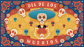 Festive banner of Day of the Dead