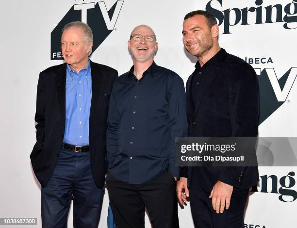Jon Voight, David Hollander and Liev Schreiber attend "Ray Donovan" Season 6 Premiere during the 2018 Tribeca TV Festival at Spring Studios on...