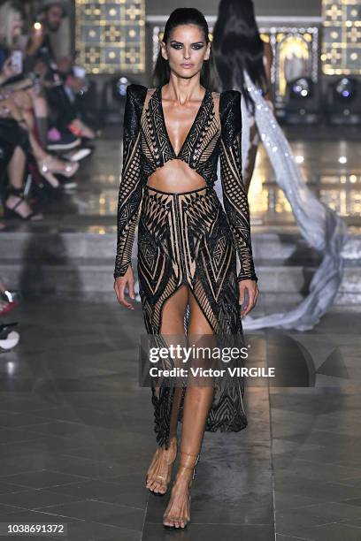 Alessandra Ambrosio walks the runway at the Julien Macdonald Ready to Wear Spring/Summer 2019 fashion show during London Fashion Week September 2018...