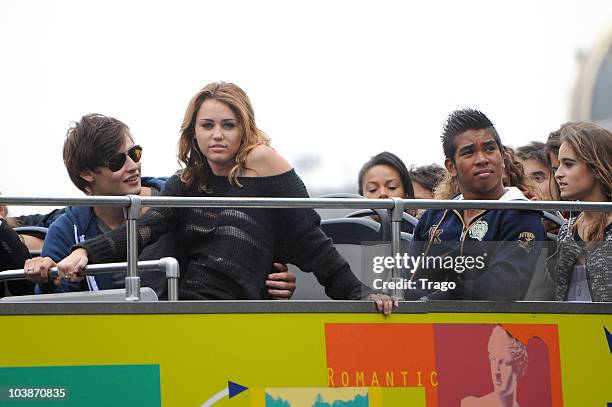 Miley Cyrus and Douglas Booth sighting on location for 'LOL' Remake on September 6, 2010 in Paris, France.