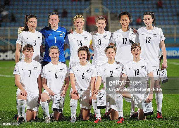 New Zealand line-up before the FIFA U17 Women's World Cup Group C match between New Zealand and Venezuela at the Ato Boldon Stadium on September 6,...