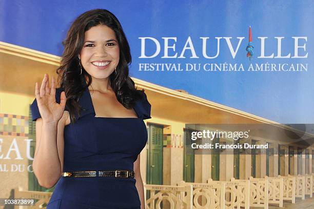 Actress America Ferrera poses at the photocall for the film 'The Dry Land' during the 36th Deauville American Film Festival on September 7, 2010 in...