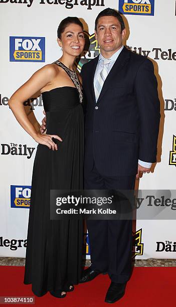 Erin Cayless and Nathan Cayless pose on the red carpet as they arrive at the 2010 Dally M Awards at the State Theatre on September 7, 2010 in Sydney,...