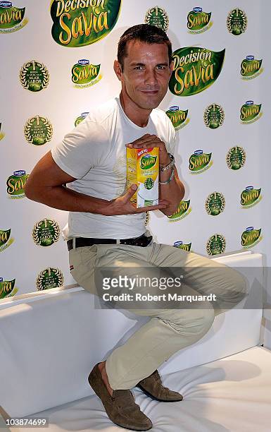Host Jesus Vazquez attends a press conference presenting a new product by Danone called 'Savia' at the Danone offices on September 7, 2010 in...