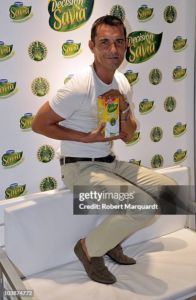 Host Jesus Vazquez attends a press conference presenting a new product by Danone called 'Savia' at the Danone offices on September 7, 2010 in...