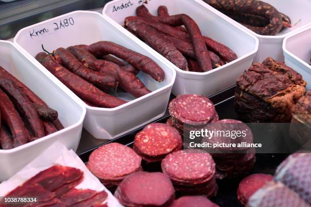 Horsemeat sausages lie in the shop window of a horse butchery in Munich, Germany, 11 February 2013. The horsemeat scandal spreads across Europe:...