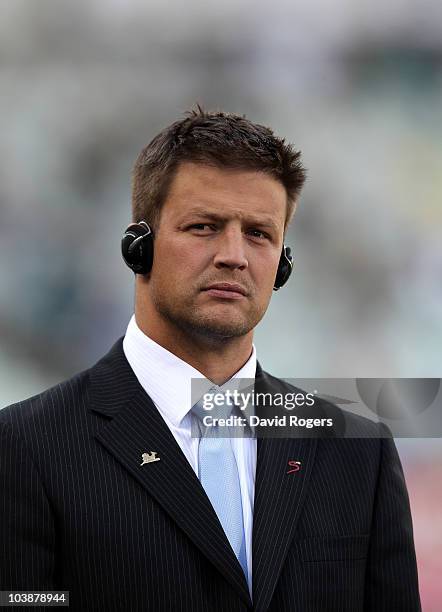 Bobby Skinstad, the former South African Springbok, now Supersport television pundit looks on during the 2010 Tri-Nations match between the South...