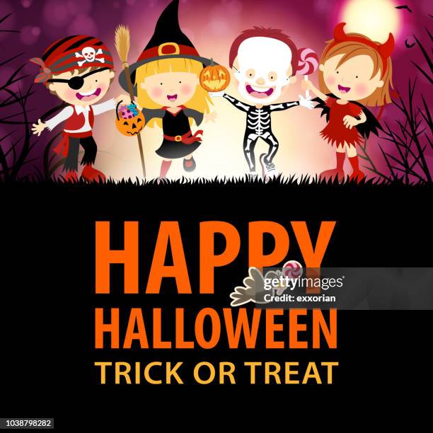 kids halloween party - halloween kids stock illustrations