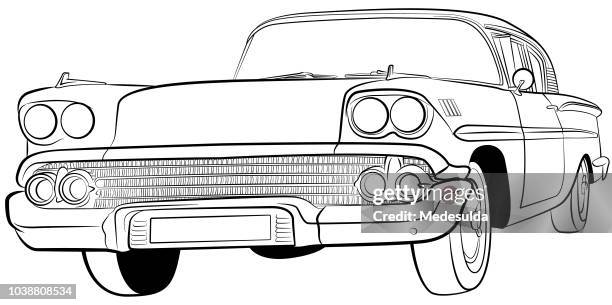 american classic car - 1950's cars stock illustrations
