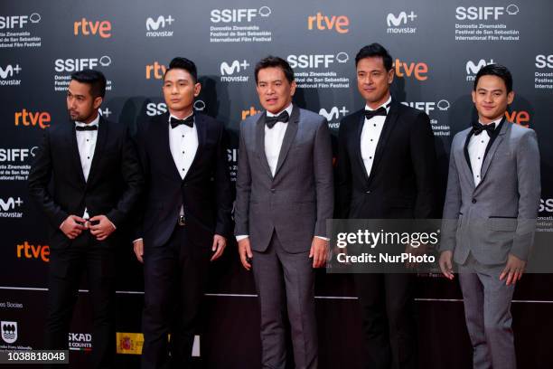 The cast during the 'Alpha, The Right To Kill' Red Carpet at the 66th San Sebastian Film Festival, in the northern Spanish Basque city of San...