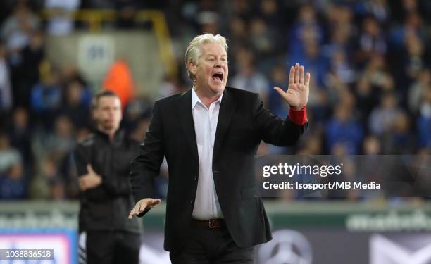 Peter Maes reacts during the Jupiler Pro League match between Club Brugge and KSC Lokeren OV at Jan Breydel Stadium on September 14, 2018 in Brugge,...