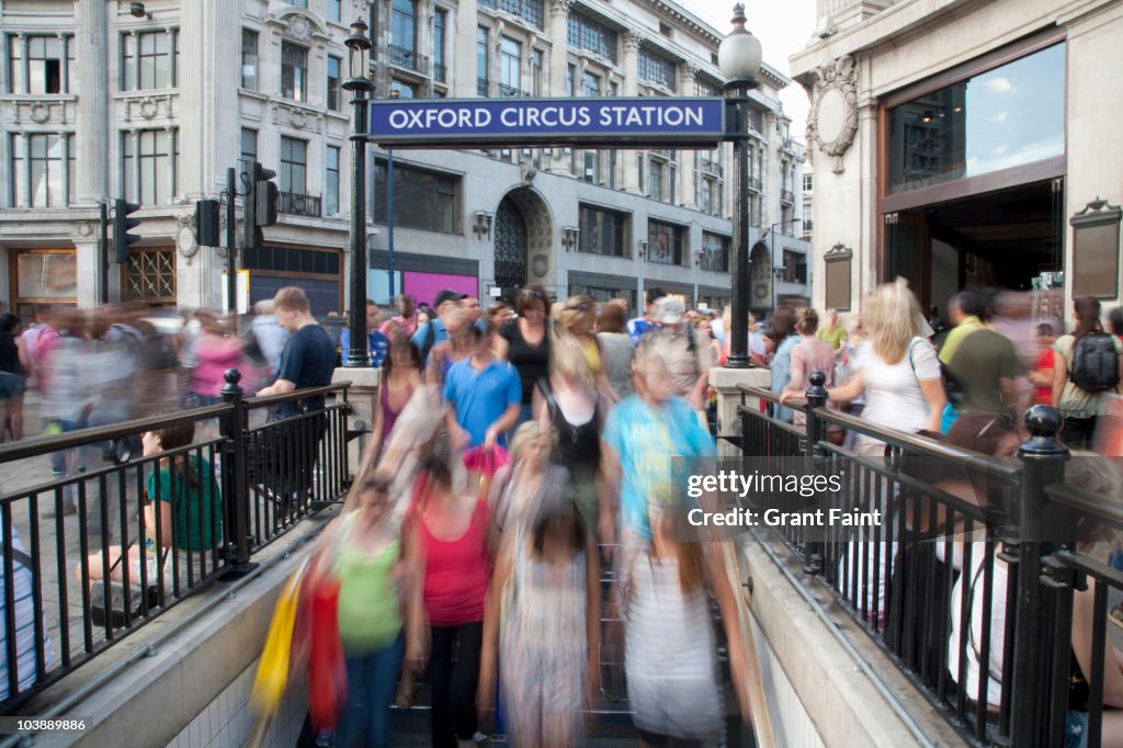 Rush hour near underground station.