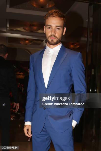 Liam Payne arrives at the Domenico Dolce birthday party during Milan Fashion Week Spring/Summer 2019 at Four Seasons Hotel on September 23, 2018 in...