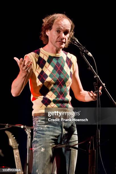 German comedian Olaf Schubert performs live on stage during his show at the Tempodrom on September 23, 2017 in Berlin, Germany.