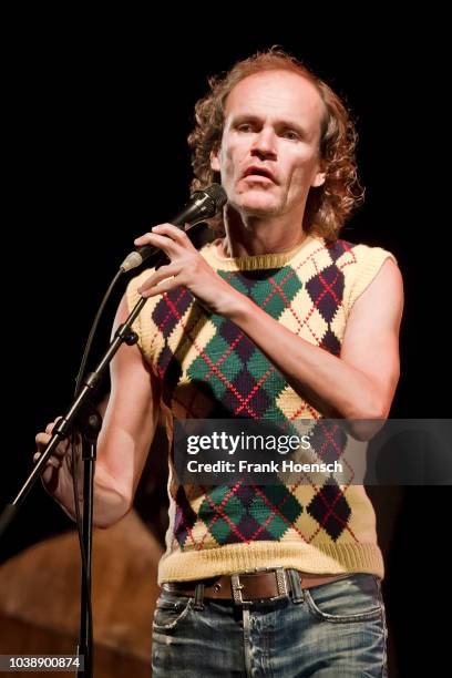 German comedian Olaf Schubert performs live on stage during his show at the Tempodrom on September 23, 2017 in Berlin, Germany.