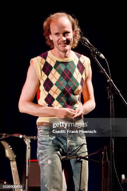 German comedian Olaf Schubert performs live on stage during his show at the Tempodrom on September 23, 2017 in Berlin, Germany.