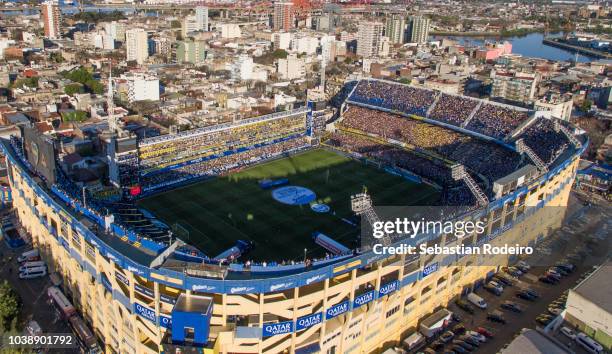 Aerial view of Estadio Alberto J. Armando prior to a match between Boca Juniors and River Plate as part of Superliga 2018/19 at Estadio Alberto J....