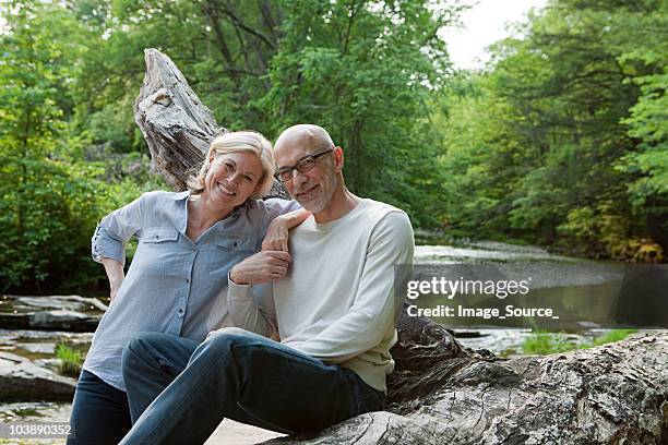 mature couple outdoors in rural scene - woodstock new york stockfoto's en -beelden