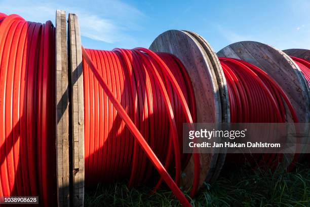 broadband cable coils - cables stock-fotos und bilder